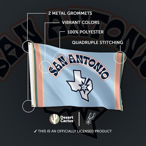 Desert Cactus San Antonio Spurs Flag NBA 100 ٪ بوليستر داخلي في الهواء الطلق 3x5 أقدام الرابطة الوطنية لكرة السلة. in Saudi Arabia