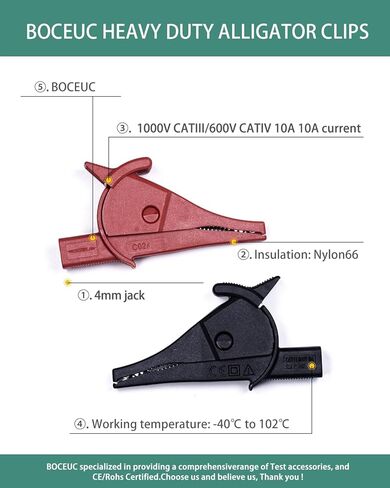 مشابك التمساح متعددة العدادات، مجموعة مشابك التمساح شديدة التحمل معزولة بالكامل بمقبس مقبس الموز 4 مم للاختبار الكهربائي in Kuwait