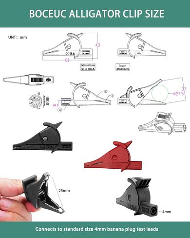 مشابك التمساح متعددة العدادات، مجموعة مشابك التمساح شديدة التحمل معزولة بالكامل بمقبس مقبس الموز 4 مم للاختبار الكهربائي in Kuwait