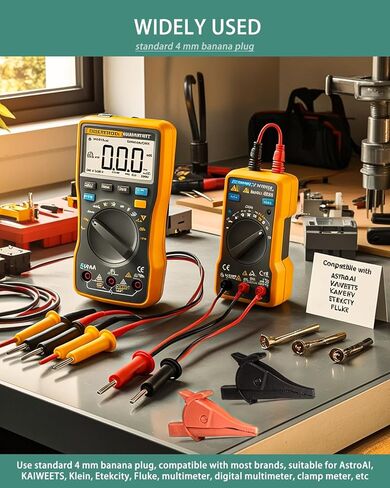 مشابك التمساح متعددة العدادات، مجموعة مشابك التمساح شديدة التحمل معزولة بالكامل بمقبس مقبس الموز 4 مم للاختبار الكهربائي in Kuwait