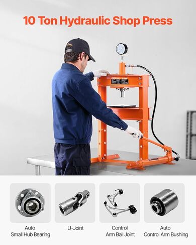 Vevor Hydraulic Shop Press ، 10 T H-Frame Shop Press مع لوحة الضغط وقاعدة على شكل H ، وضغط هيدروليكي قابل للتعديل على شكل حرف H مع صمام الإغاثة ، وتناسب الانحناء والاستقامة والختم in Saudi Arabia