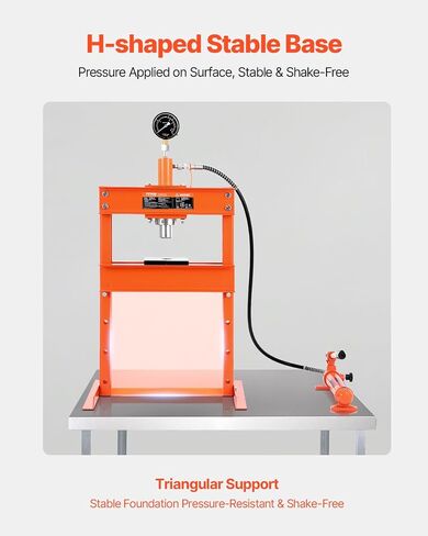 Vevor Hydraulic Shop Press ، 10 T H-Frame Shop Press مع لوحة الضغط وقاعدة على شكل H ، وضغط هيدروليكي قابل للتعديل على شكل حرف H مع صمام الإغاثة ، وتناسب الانحناء والاستقامة والختم in Saudi Arabia