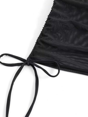 Women's Mesh Sheer Drawstring Solid Summer Bikini Cover Up Skirt in Saudi Arabia