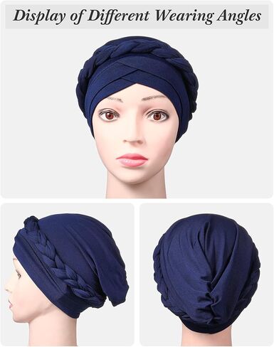 SATINIOR 4 Pieces African Women Turban Cap Head Wraps Beaded Headscarf Beanie Wrap in Saudi Arabia