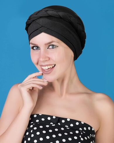 SATINIOR 4 Pieces African Women Turban Cap Head Wraps Beaded Headscarf Beanie Wrap in Saudi Arabia