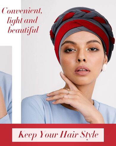 SATINIOR 4 Pieces African Women Turban Cap Head Wraps Beaded Headscarf Beanie Wrap in Saudi Arabia