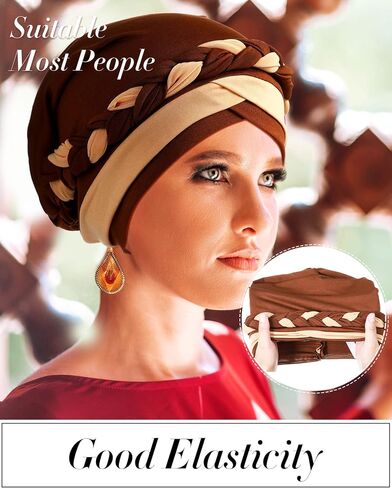 SATINIOR 4 Pieces African Women Turban Cap Head Wraps Beaded Headscarf Beanie Wrap in Saudi Arabia