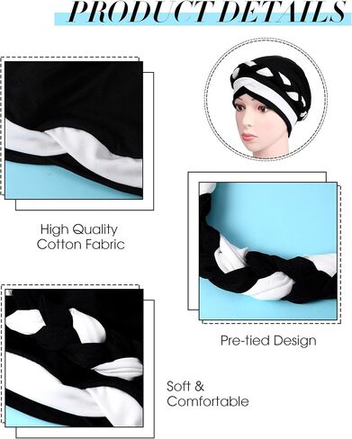 SATINIOR 4 Pieces African Women Turban Cap Head Wraps Beaded Headscarf Beanie Wrap in Saudi Arabia
