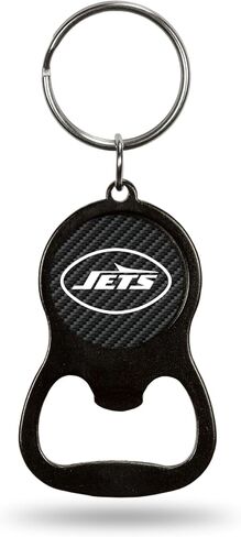 Rico Industries NFL Football New York Jets Carbon Fiber Design Metal Keychain - Beverage Bottle Opener With Key Ring - Pocket Size in Saudi Arabia