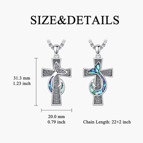 PELOVNY Jerusalem Cross Necklace 925 Sterling Silver Blue Opal Cross Pendant Necklace Religious Christian Jewelry Gifts for Women Men in Kuwait