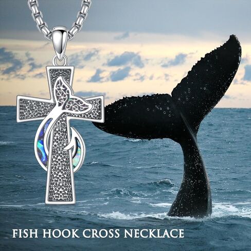 PELOVNY Jerusalem Cross Necklace 925 Sterling Silver Blue Opal Cross Pendant Necklace Religious Christian Jewelry Gifts for Women Men in Kuwait