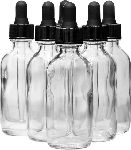 60ml (2oz) Clear Boston Round Bottle with Glass Eye Dropper, Pack of 6 in Saudi Arabia
