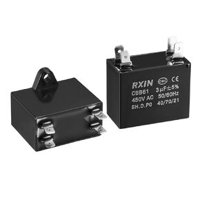 YOKIVE CBB61 Run Capacitor, 450V AC 3uF 50/60Hz Double Insert Run Round Capacitor, Low Loss, Great for Washing Machines Motor (Black)