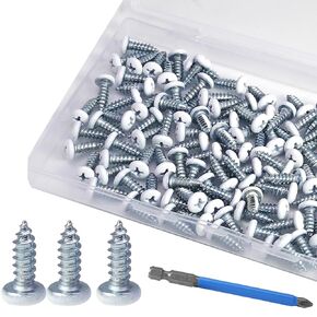 #8×1/2" White Screws 120 PCS Panhead Self Tapping Screws, Truss Head Screws Stainless Steel Wood Screws for Wood, Metal, Furniture