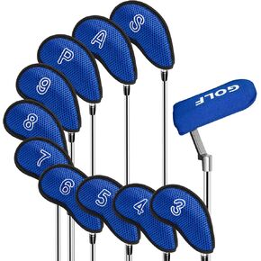 Golf Iron Covers - 10pcs Mesh Golf Iron Head Covers Set and 1pcs Blade Putter Cover for Golf Club