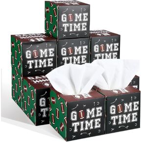 12 Pack Football Facial Tissues Cube Boxes Rugby Travel Face Tissue Box 600 Sheets 3 Ply Small Game Time Square Tissues Bulk for Home Car Household Accessories