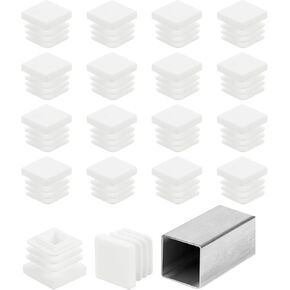 uxcell 9/16" (15mm) Square Tubing End Caps, 50 Pcs Plastic Hole Plugs Insert End Cap for Metal Tubing Post Chair Leg Table Bookshelves Furniture, White