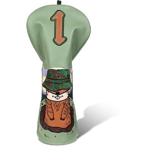 Golf Club Head Covers Driver Fairway Wood Hybrid Golf Club Headcover Protector Embroidered Leather (Squirrel for Driver)