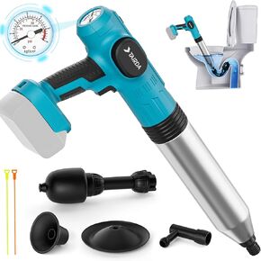 Cordless Toilet Plunger Compatible for Makita 18v Battery(NO Battery), Air High-Pressure Drain Cleaner with 4 Sucker, For Toilet, Bathtub, Shower, Kitchen Sink Cleaning (Bare Tool)