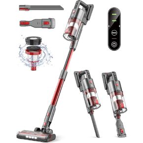 Cordless Stick Vacuum Cleaner, 7 in 1 Lightweight Wireless Vacuum with 85,000PRM Motor and 2 Adjustable Modes, Powerful Suction Vacuum Cleaners (Begonia Red)