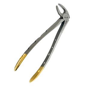 Dental Extracting Extraction Serrated Forceps Mead MD3, for Lower Bicuspid, Lower Cuspid, Lower Incisor, Lower Root, Premium Quality Gold Handle, Stainless Steel