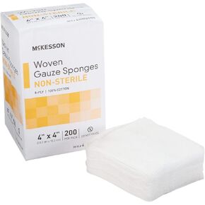 McKesson Woven Gauze Sponges, Non-Sterile, 8-Ply, 100% Cotton, 4 in x 4 in, 200 per Pack, 5 Packs, 1000 Total