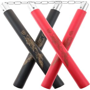 SparkFoam Safe Foam Rubber Training Nunchucks with Cord 2PCS for Kids & Beginners Practice and Training - Multi-Color and Style to Choose from
