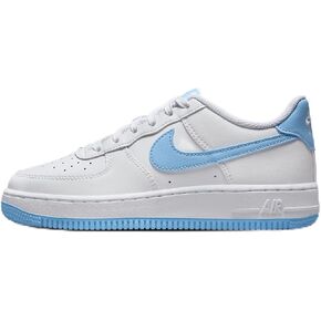Nike Air Force 1 Big Kids' Shoes (FV5948-107, White/White/Aquarius Blue) Size 5