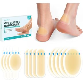 Hydrocolloid Gel Blister Bandages Pads - Promifun Waterproof Adhesive Blisters Bandages - Blister Pads for Heel, Foot, Toe, Feet (13ct, Variety Pack)