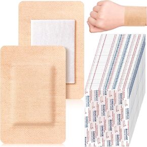 Funtery 30 Pcs Silicone Bandages Extra Large Silicone Adhesive Bandages Bulk Elderly Painless Removal Silicone Bandages for Sensitive Fragile Skin Wounds(4 x 3in)