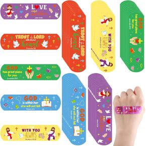 Geiserailie 400Pcs Jesus Bandages Colorful Cartoon Jesus Adhesive Bandages Kids Bandages Bulk God Bless You Bandages Pack for Children Waterproof Breathable Bandages(Bible)