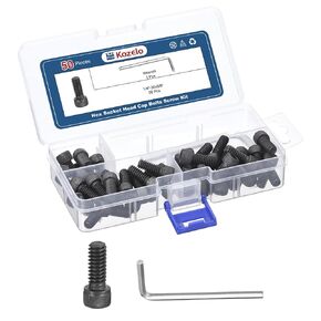 50pcs 1/4"-20 Socket Head Cap Screws Bolts Nuts Assortment Kit - [1/4"-20x5/8] Alloy Steel Fully Threaded Black Oxide 12.9 Internal Hex Screw for 3D Printer Use