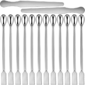 Artcome 12-Piece 7.87-Inch Long Handle Dual-Ended Spoon and Spatula Set, 201 Stainless Steel – Ideal for Stirring, Scooping, Scraping, and Sampling in Kitchens, Laboratories, and More
