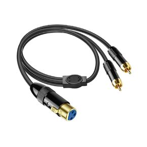 PNGKNYOCN XLR to 2 RCA Y Splitter Cable，Unbalanced XLR Female to Dual RCA Male Stereo Audio Interconnect Cable for Amplifier Mixer Microphone (1.6FT