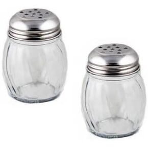 Update International SK-RPF New 6 oz. Swirl Glass Cheese Shaker, Pepper Spice Shaker with Perforated Stainless Steel Lid (Pack of 2)