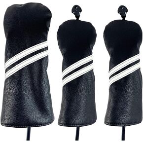 3Pcs Black Golf Head Covers for Driver & Fairway Woods Wood Club Headcovers 135 Golf Covers