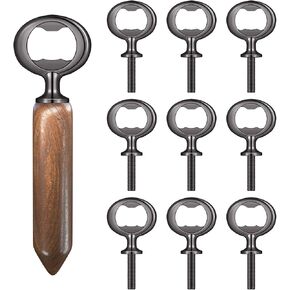 Metal Bottle Opener Kit, 10 Pcs Blank Bottle Opener Stainless Steel Bottle Opener Inserts, DIY Beer Opener Hardware DIY Craft Handmade Wood Turning Kits, Flat Bottle Opener Inserts (Black)