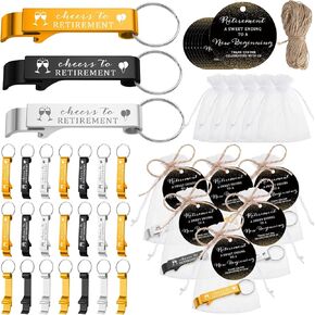 Maxcheck 54 Sets Retirement Favors for Guests Retirement Keychains Cheers to Retirement Bottle Opener with Thank You Cards and Organza Bags Retirement Party Favors for Guests Souvenirs Gifts