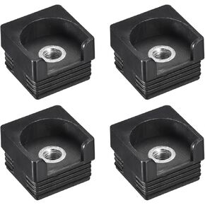 uxcell 4Pcs Inserts for Square Tubes with M10-1.5mm Thread, for 1.57"x1.57" OD Square Tube, Black Plastic Plug Caster Insert Chair End Caps Furniture