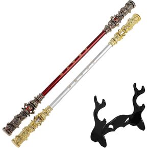 2pcs Monkey King Staff, Golden Cudgel Game Room Decor, Home Statue Crafts, Perfect for Collecting and Gifts (Large Golden Cudgel)