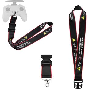 Neck Lanyard with Metal Clip Compatible with DJI FPV Remote Controller 3/2, Nylon Braided Shoulder Neck Lanyard Strap with Flight Safety Warning Slogan Remote Control Accessories