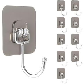 Large Adhesive Hooks for Hanging Heavy Duty 40 lbAdhesive Wall Hooks, Waterproof,Rustproof Bathroom Hooks,Ideal for Hanging, Suitable for Bathroom,Kitchen,Home,Ceiling and Window (20, transparent)