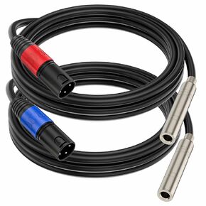 1/4“(6.35 mm) Female to XLR Male 3-Pin Socket Audio Cord and 1/4“(6.35mm) TRS/TS to XLR Jack Male Adapter Connect Cable (6.6 FT/2Pack, Blue+Red)