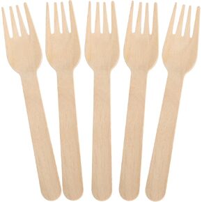 LotFancy Forks Disposable, 100 Pcs Wooden Forks, 6.2inch Compostable Biodegradable Eco-friendly Forks, Great for Camping Picnics Dinner, Party Supplies