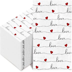 AnyDesign 100Pack Heart Guest Napkin Valentine's Day Disposable Napkins 3 Ply Love Hearts Dinner Hand Napkin for Wedding Anniversary Mother's Day, 13 x 15.7 Inch in Saudi Arabia
