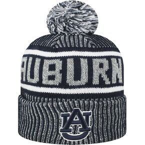 Top of the World NCAA Glacier Cuffed Knit Beanie Pom Hat-Auburn Tigers