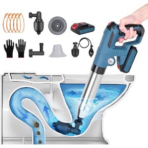 Electric Toilet Plungers, High Pressure Air Drain Plunge Blaster with Visual Barometer, Battery Power Plunger Clog Remover, Drain Blaster for Clogged Pipe, Bathroom, Toilet, Sewer, Drain