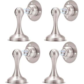 Magnetic Door Stop Brushed Nickel Magnetic Door Stopper Magnet Door Stops with Double-Sided Adhesive Tape No Drilling Wall Mount Door Stop for Keep Your Door Open 4 Pack