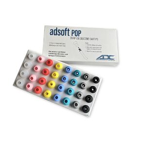 Adsoft POP Snap-On Silicone Eartips for ADC Adscope Stethoscopes, 16 Pairs, Large and Small, in 8 Colors: White, Pink, Red, Yellow, Periwinkle, Turquoise, Gray, Black