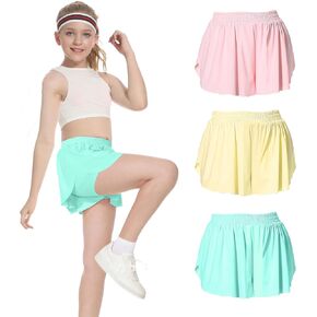 3 Pack Butterfly Shorts Girls Teen Kids Flowy Athletic Shorts Running Skorts Cheer Stuff Youth Workout Preppy Dance Clothes